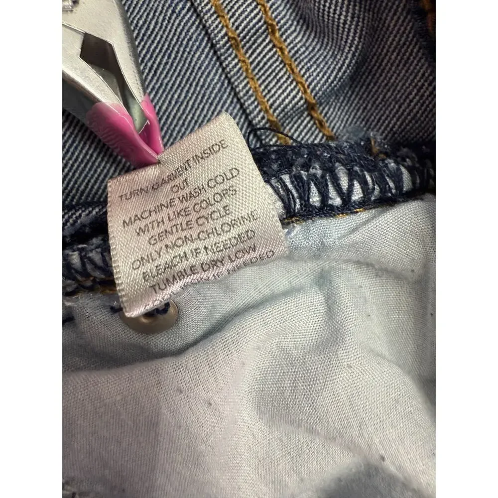 Christopher & Banks Embellished Sequin Floral Jeans Blue Stretch Mid Rise Size 4